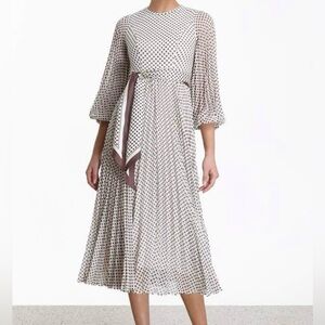 Zimmermann long sleeve polka dot dress - cream with brown dots